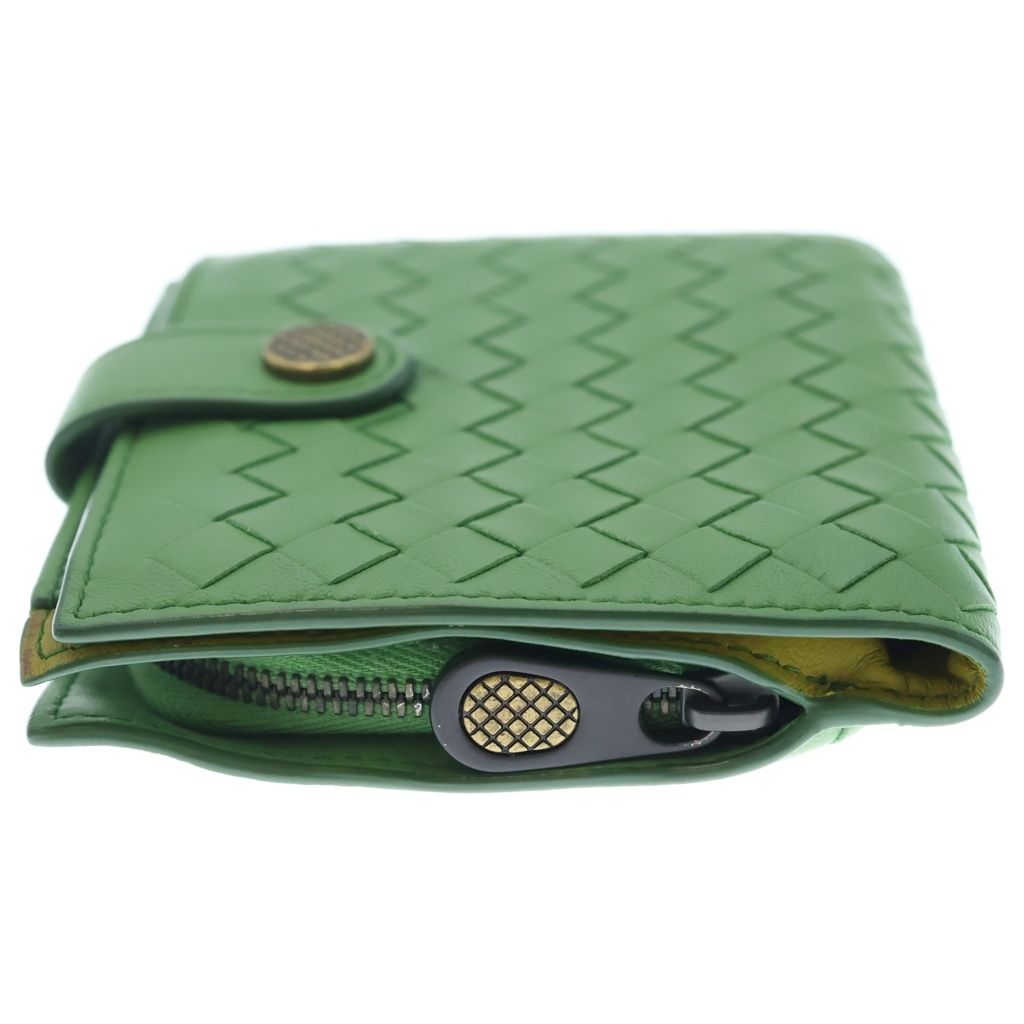 Bottega Veneta Intrecciato Bifold Wallet Green Leather Compact — view 3