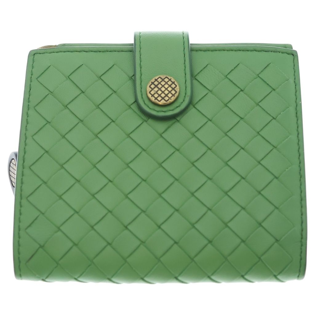 Bottega Veneta Intrecciato Bifold Wallet Green Leather Compact