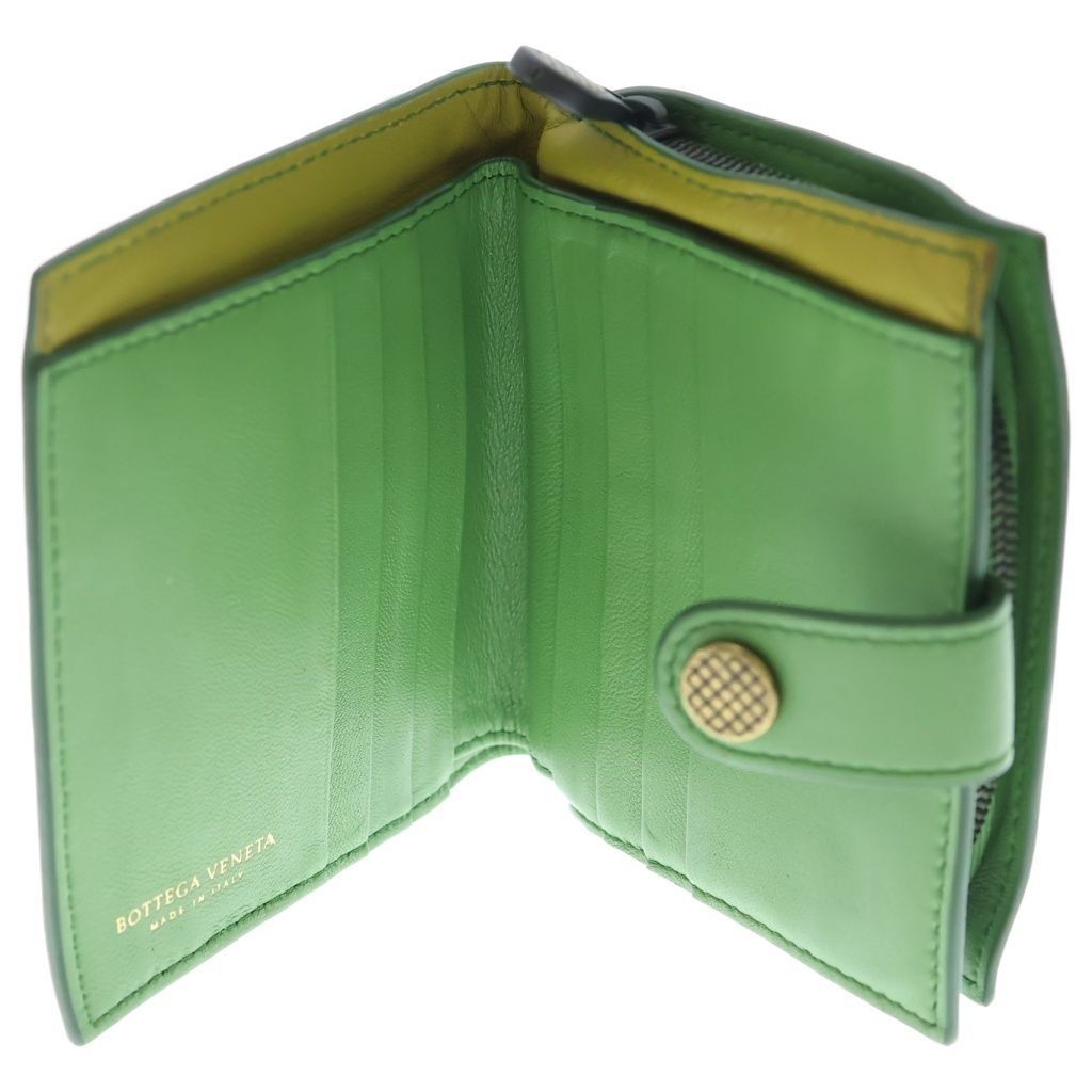Bottega Veneta Intrecciato Bifold Wallet Green Leather Compact — view 4