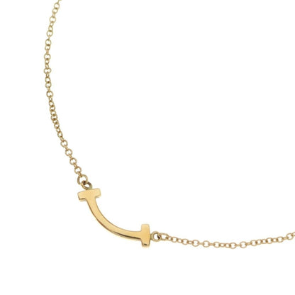 Tiffany & Co T Smile Mini Necklace 18k YG Yellow Gold Pendant