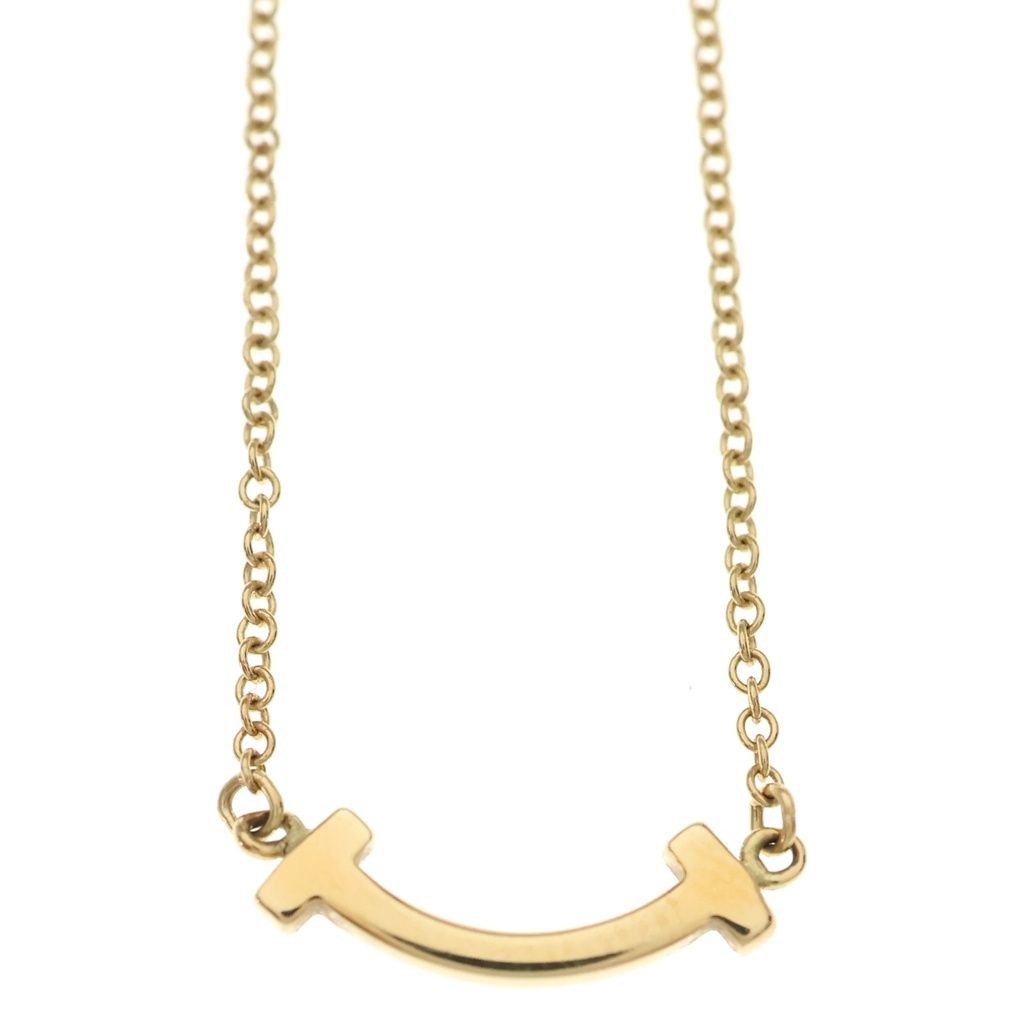 Tiffany & Co T Smile Mini Necklace 18k YG Yellow Gold Pendant — view 3