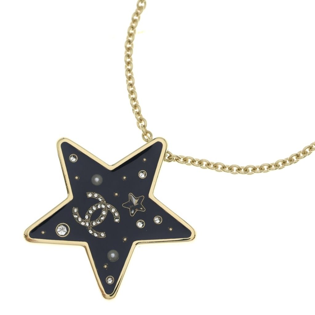 Chanel Star Motif Necklace CC Logo Rhinestone Gold