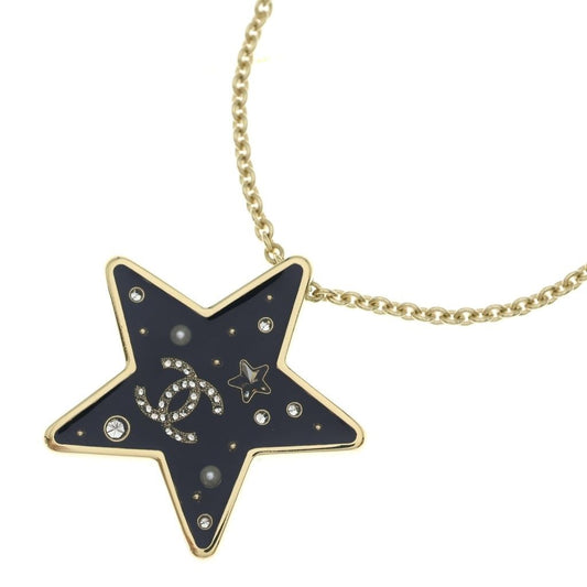 Chanel Star Motif Necklace CC Logo Rhinestone Gold