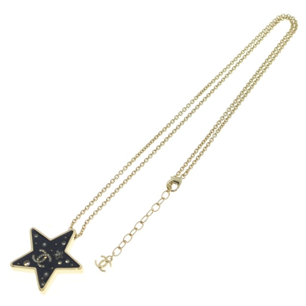 Chanel Star Motif Necklace CC Logo Rhinestone Gold — view 2