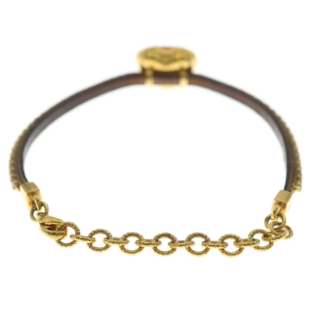 Gucci Interlocking Heart Motif Rhinestone Bracelet Gold — view 2