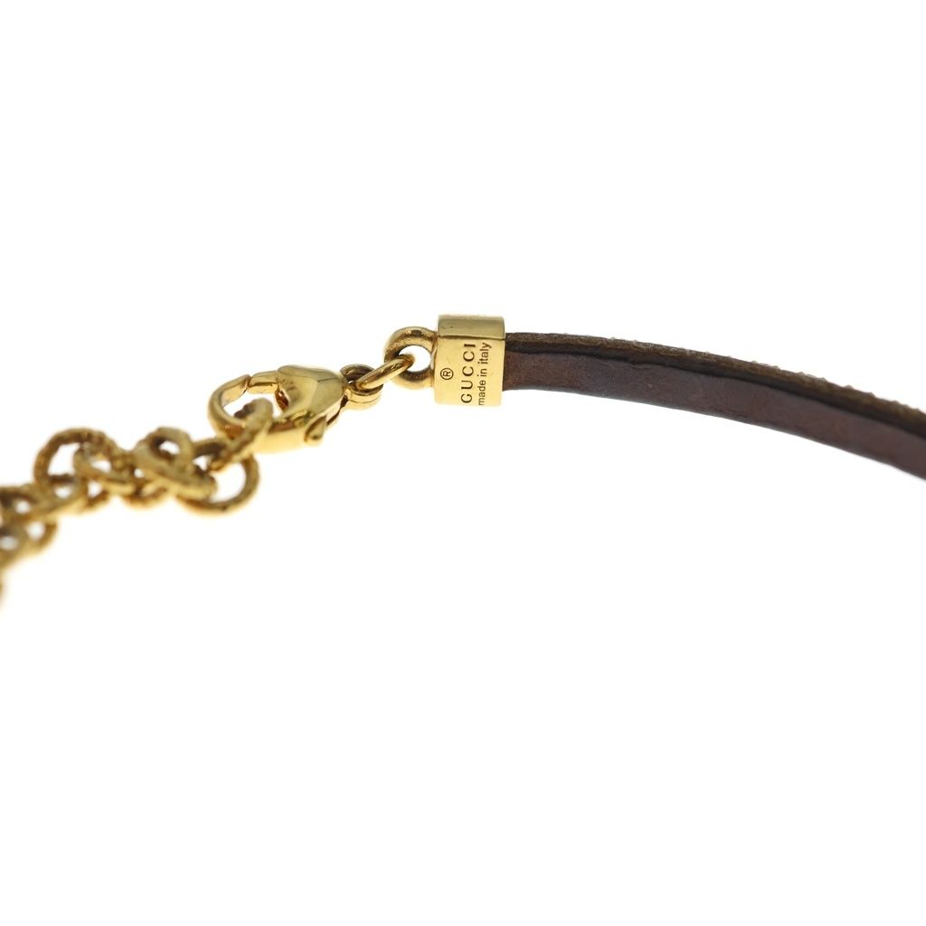 Gucci Interlocking Heart Motif Rhinestone Bracelet Gold — view 5