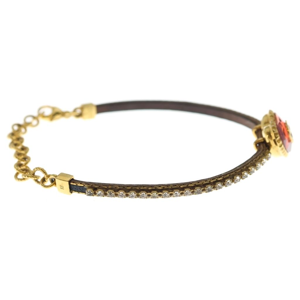 Gucci Interlocking Heart Motif Rhinestone Bracelet Gold — view 3