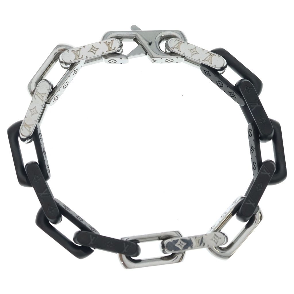 Louis Vuitton Collier Monogram Chain Bracelet Black Silver