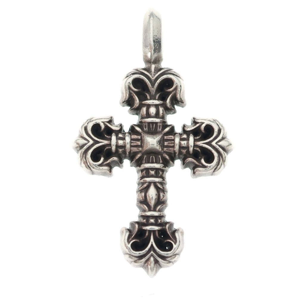 Chrome Hearts Charm Filigree Tiny Cross Pendant Silver