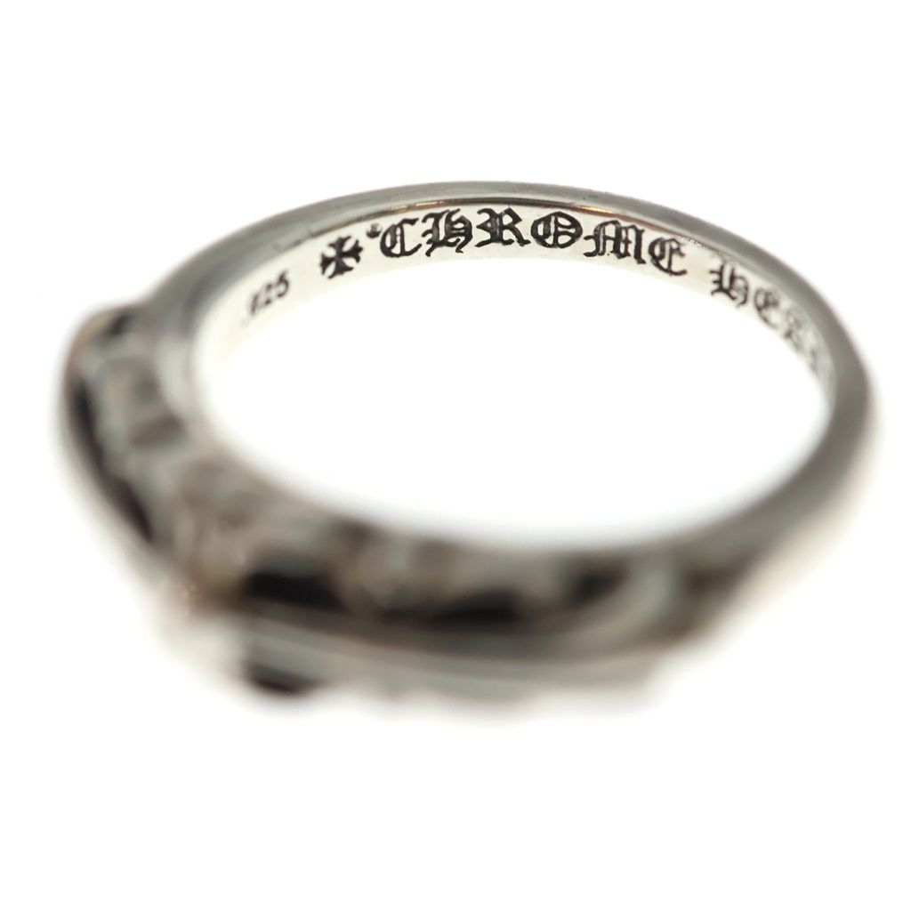 Chrome Hearts Baby Classic Floral Black Sling Silver Ring — view 5