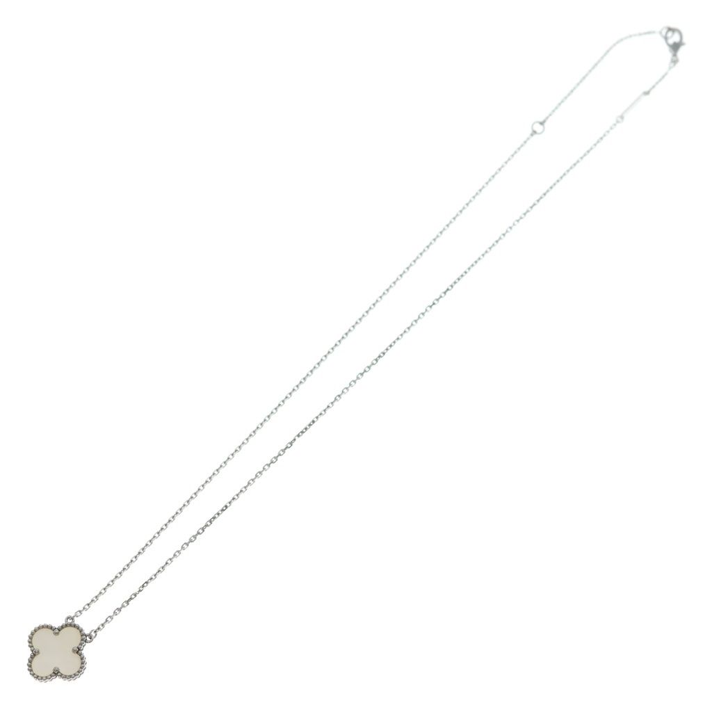 Van Cleef & Arpels Vintage Alhambra Mother of Pearl Necklace 18k White Gold — view 2