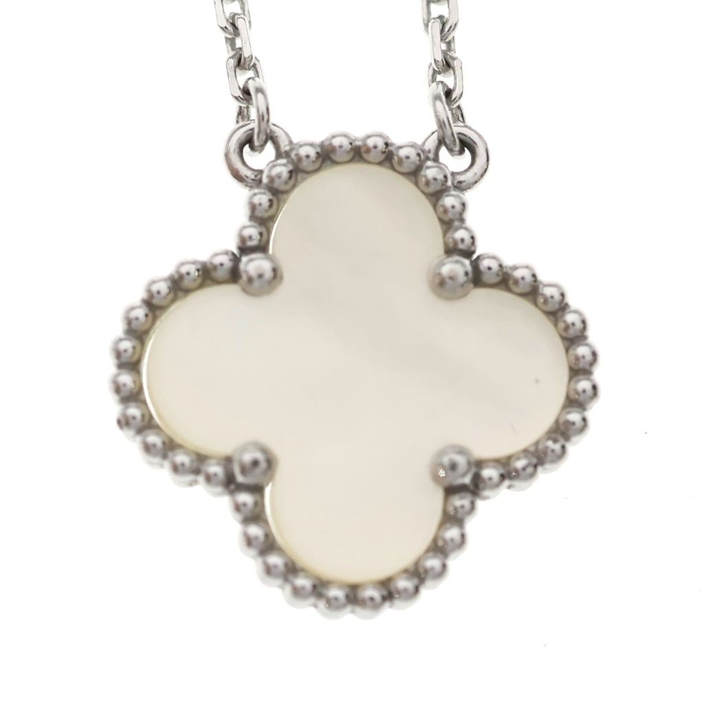 Van Cleef & Arpels Vintage Alhambra Mother of Pearl Necklace 18k White Gold — view 3