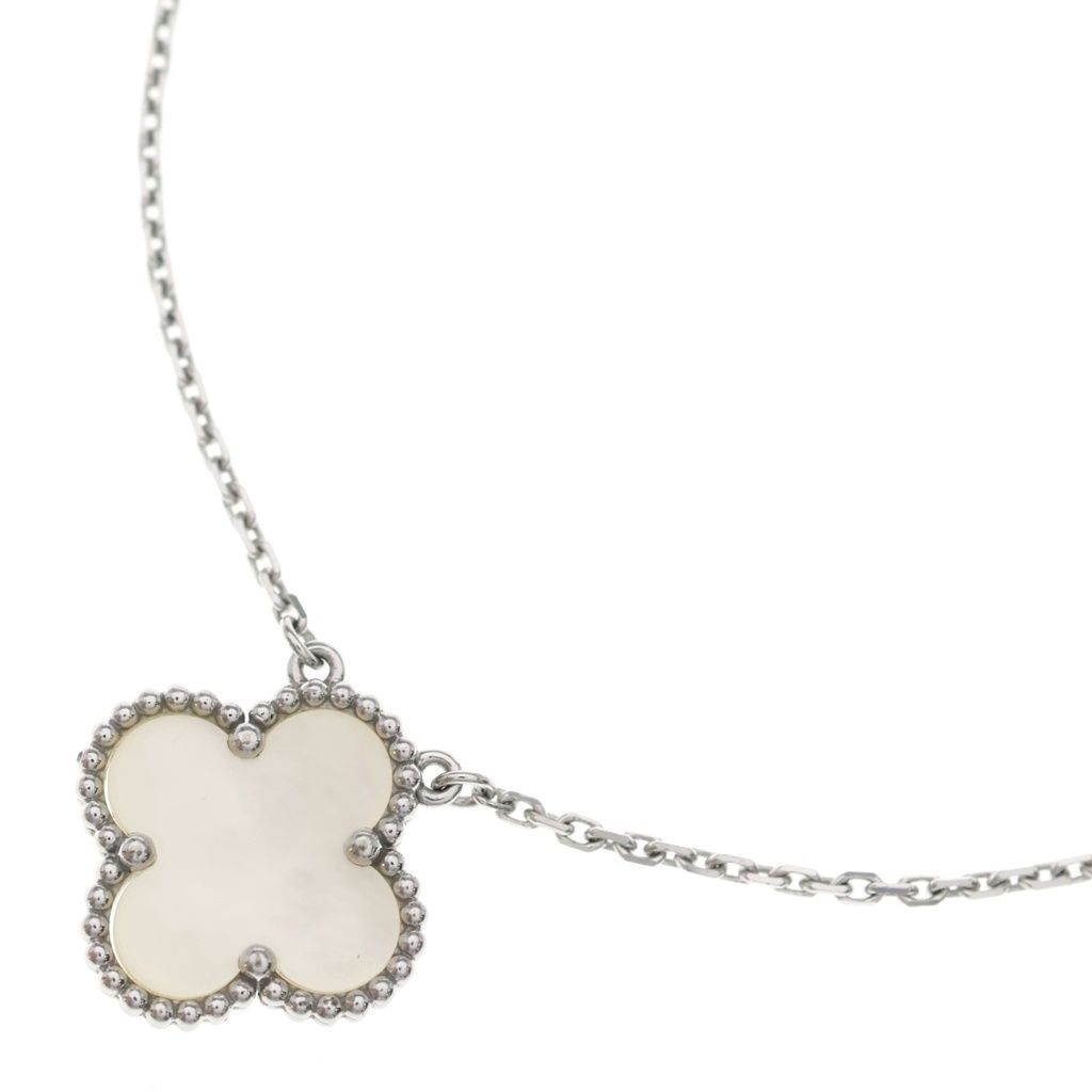 Van Cleef & Arpels Vintage Alhambra Mother of Pearl Necklace 18k White Gold