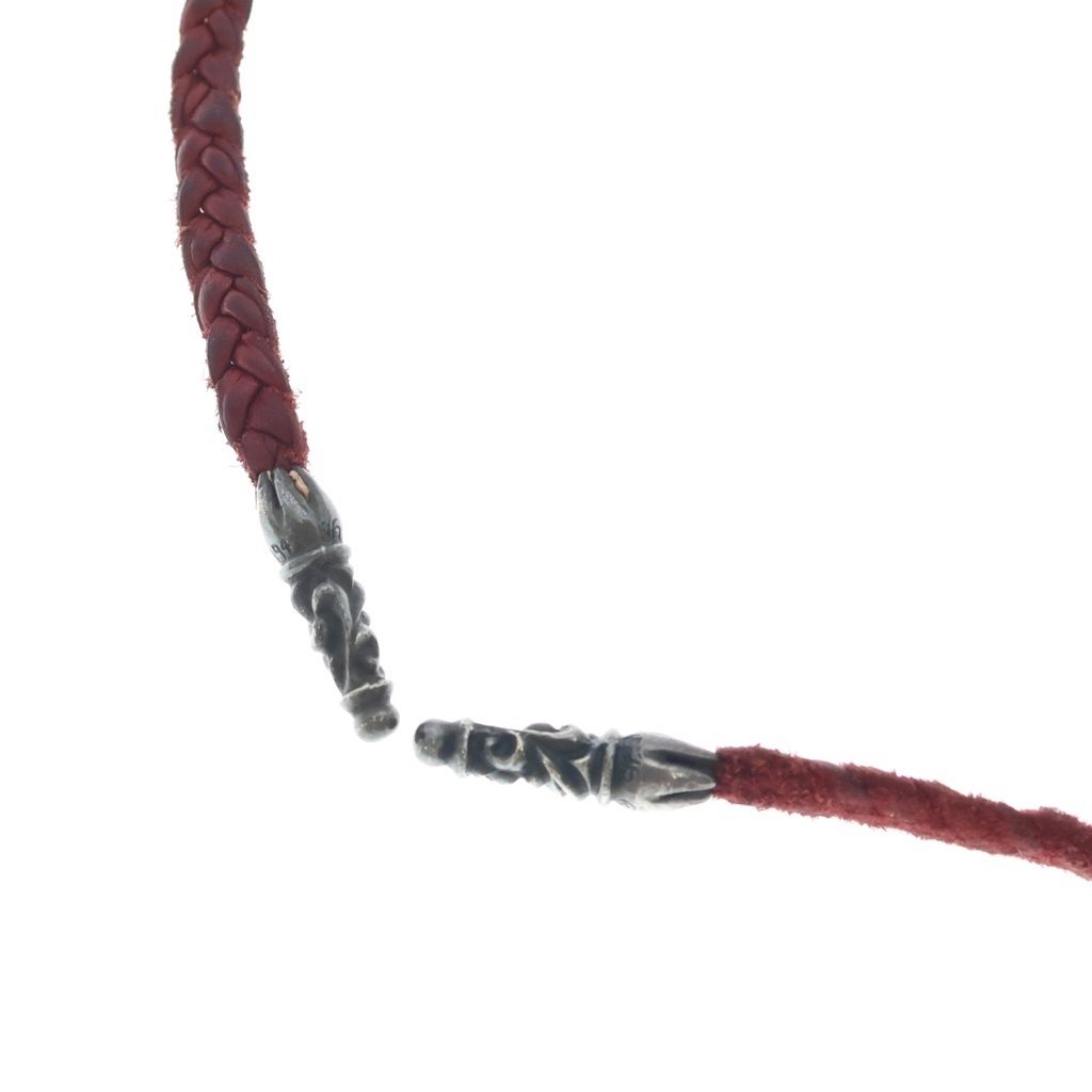 Chrome Hearts Leather Braid Scroll Blade Necklace