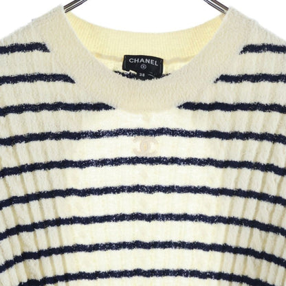 Chanel CC Logo Border Wool Knit Dress Black White — view 3