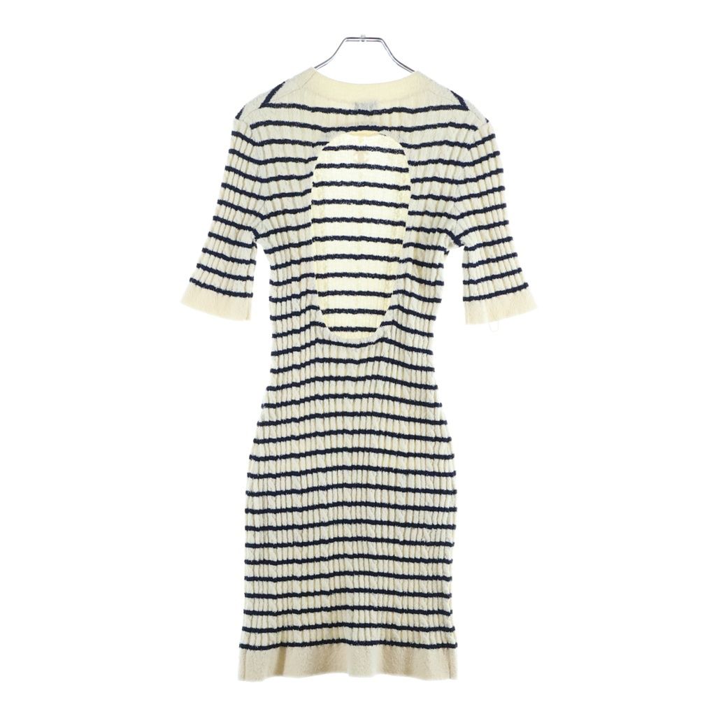 Chanel CC Logo Border Wool Knit Dress Black White — view 2