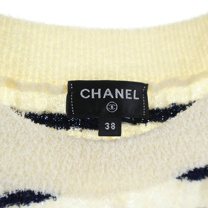 Chanel CC Logo Border Wool Knit Dress Black White — view 6