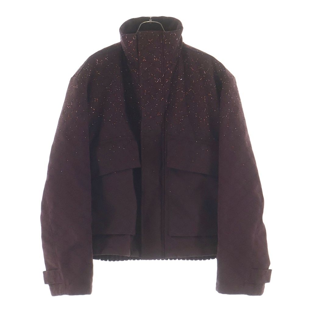 Gucci GG Fabric Padded Jacket Sequin Allover Zip Up Bordeaux
