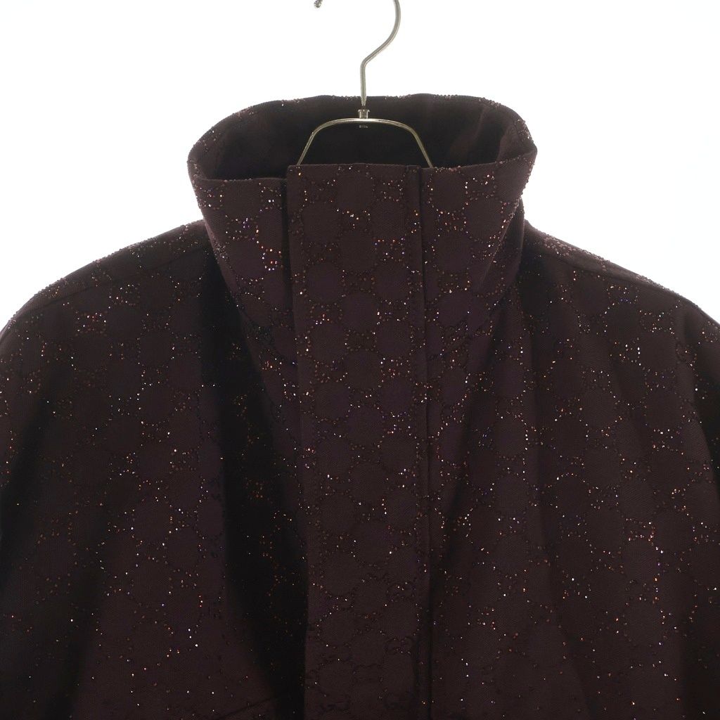 Gucci GG Fabric Padded Jacket Sequin Allover Zip Up Bordeaux — view 3