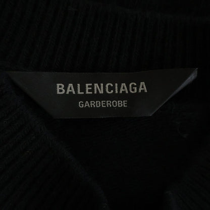 Balenciaga Garde Robe Logo Knit Embroidery Crew Neck Long Sleeve Sweater Black — view 6