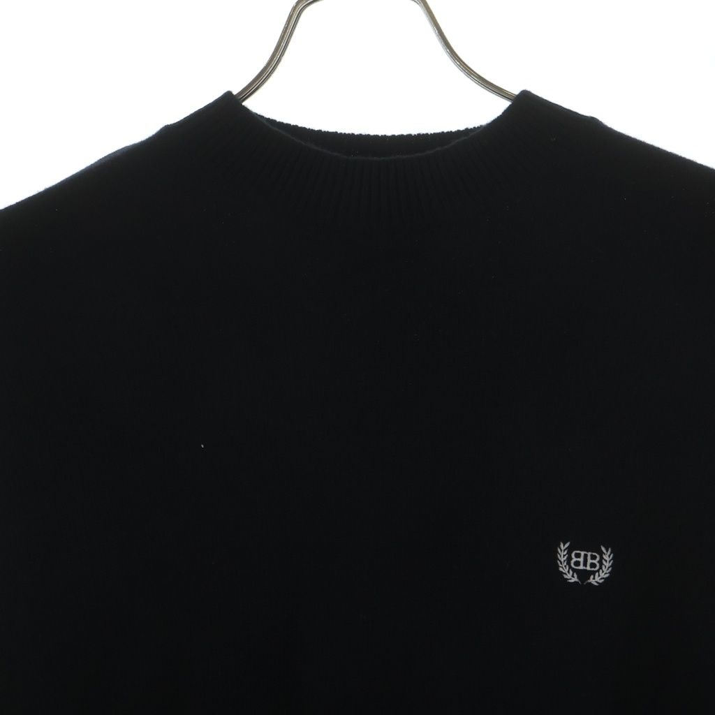Balenciaga Garde Robe Logo Knit Embroidery Crew Neck Long Sleeve Sweater Black — view 3