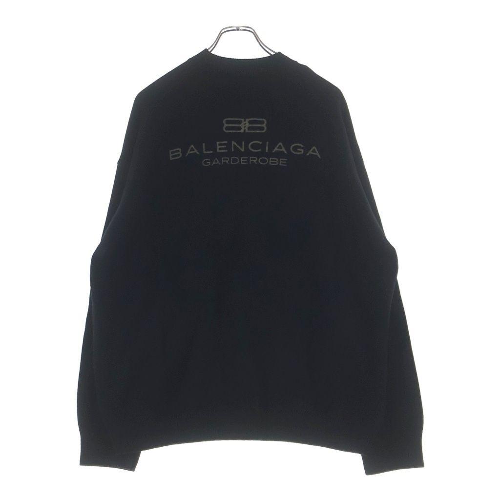 Balenciaga Garde Robe Logo Knit Embroidery Crew Neck Long Sleeve Sweater Black — view 2