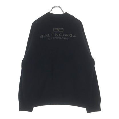 Balenciaga Garde Robe Logo Knit Embroidery Crew Neck Long Sleeve Sweater Black — view 2