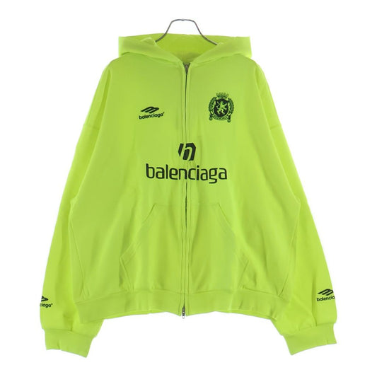 Balenciaga Paris Soccer Zip Up Hoodie Logo Embroidery Zip Up Sweatshirt Yellow