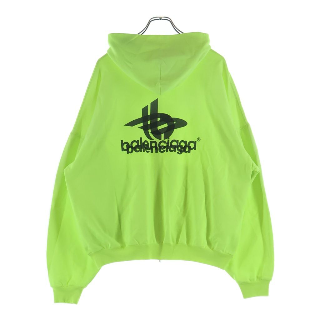 Balenciaga Back Flip Round Zip Up Hoodie Logo Yellow — view 2