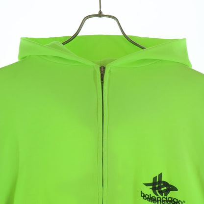 Balenciaga Back Flip Round Zip Up Hoodie Logo Yellow — view 3