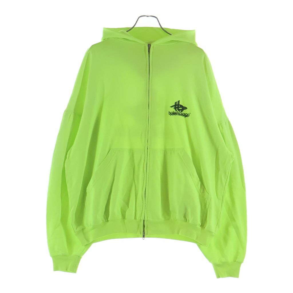 Balenciaga Back Flip Round Zip Up Hoodie Logo Yellow