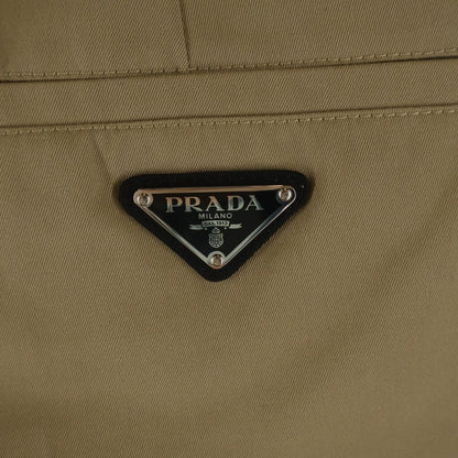 Prada Triangle Logo Plate Shorts Beige — view 5