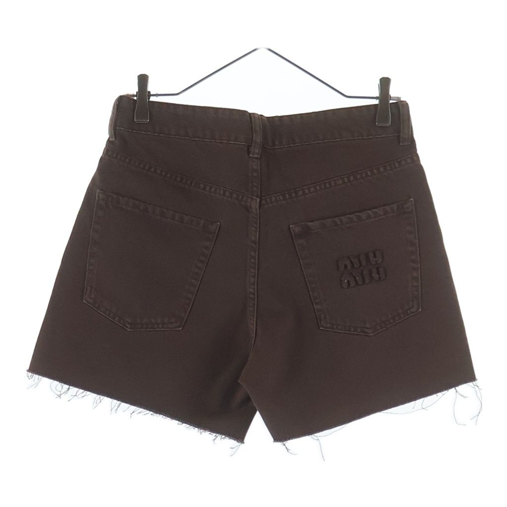 Miu Miu Cutoff Bermuda Denim Short Pants Brown — view 2