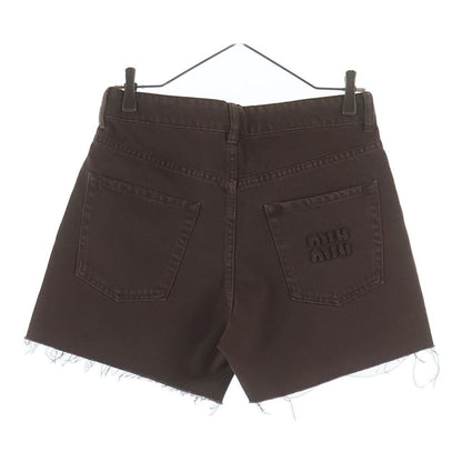 Miu Miu Cutoff Bermuda Denim Short Pants Brown — view 2