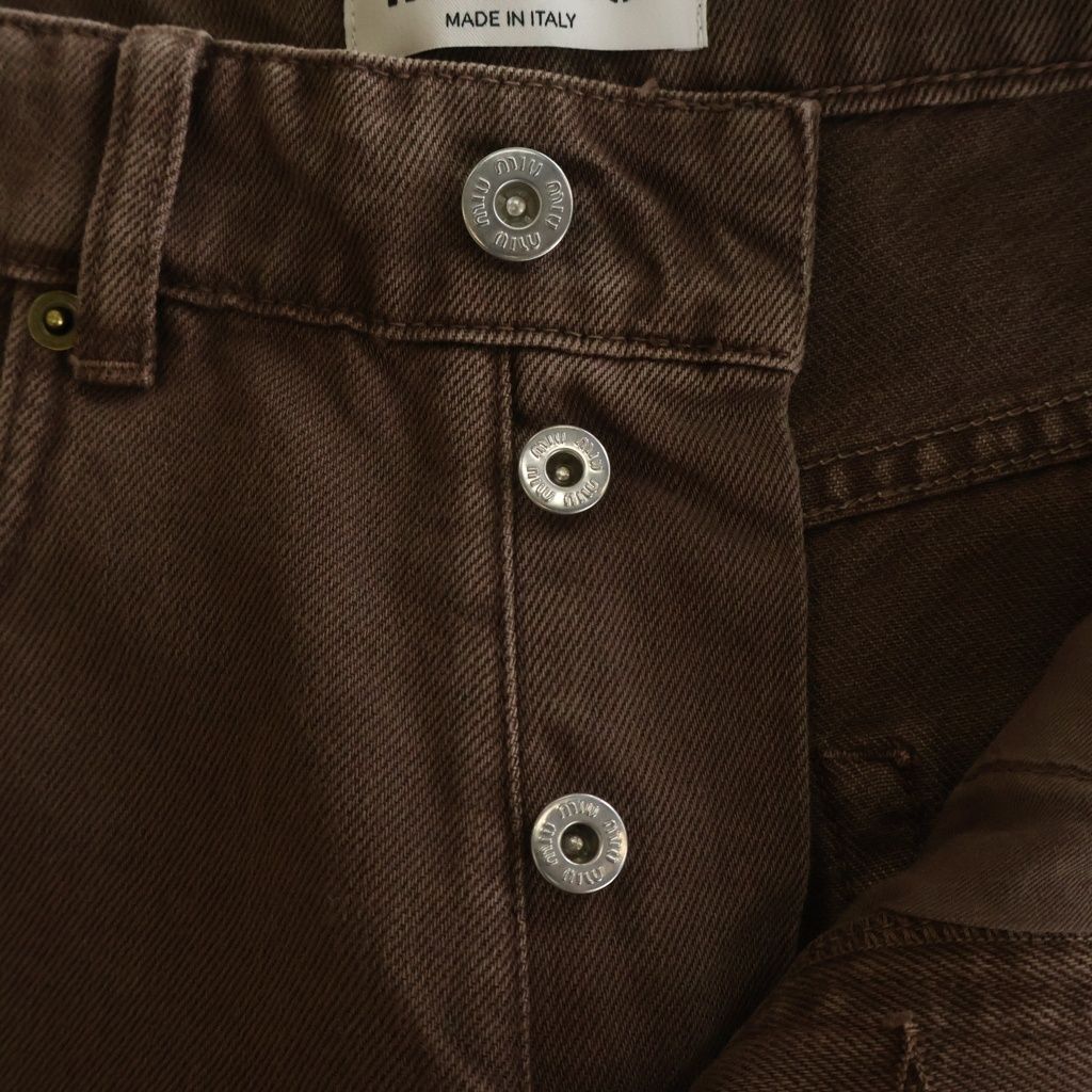 Miu Miu Cutoff Bermuda Denim Short Pants Brown — view 5