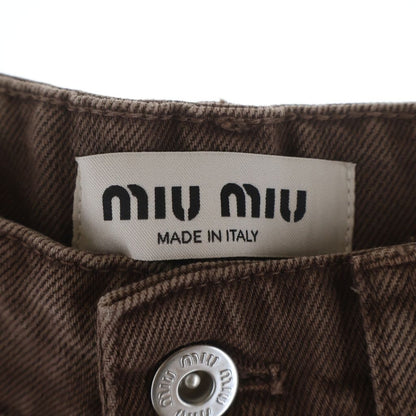 Miu Miu Cutoff Bermuda Denim Short Pants Brown — view 6