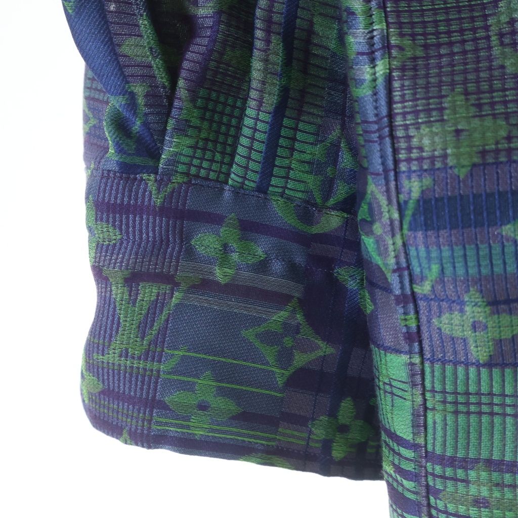 Louis Vuitton Monogram Neon Check Oversize Business Long Sleeve Shirt Green Blue — view 5