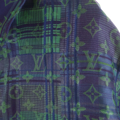 Louis Vuitton Monogram Neon Check Oversize Business Long Sleeve Shirt Green Blue — view 4