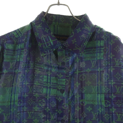 Louis Vuitton Monogram Neon Check Oversize Business Long Sleeve Shirt Green Blue — view 3