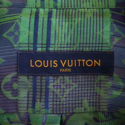Louis Vuitton Monogram Neon Check Oversize Business Long Sleeve Shirt Green Blue — view 6
