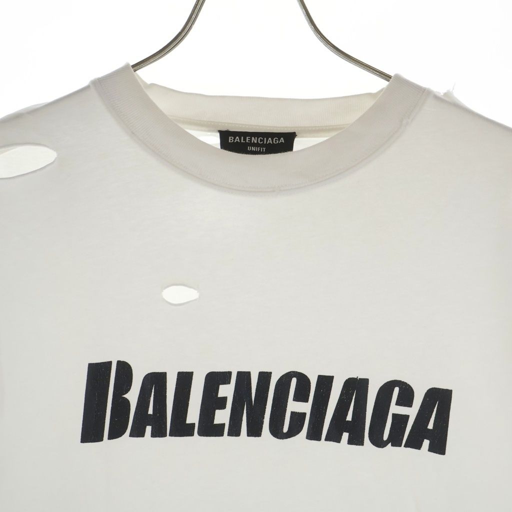Balenciaga Destroyed Logo Print T-Shirt Oversize Distressed — view 3