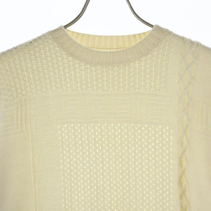 Versace Logo Embroidery Crew Neck Shaggy Knit White Sweater — view 3