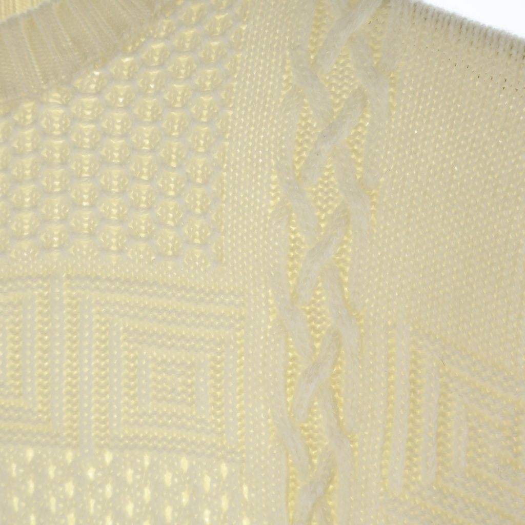 Versace Logo Embroidery Crew Neck Shaggy Knit White Sweater — view 4