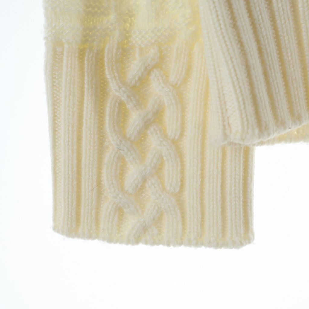 Versace Logo Embroidery Crew Neck Shaggy Knit White Sweater — view 5