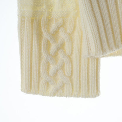 Versace Logo Embroidery Crew Neck Shaggy Knit White Sweater — view 5
