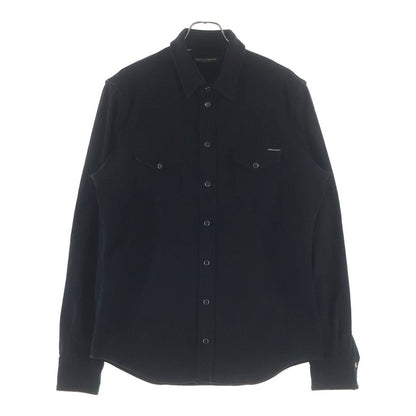 Dolce & Gabbana Back Print Button Up Denim Shirt Black