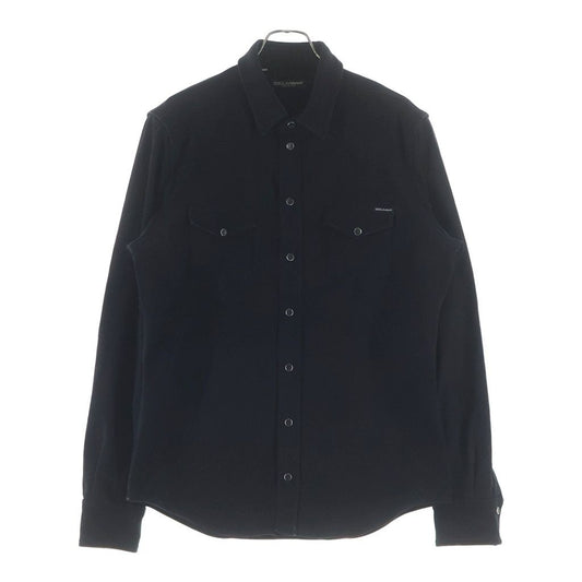 Dolce & Gabbana Back Print Button Up Denim Shirt Black