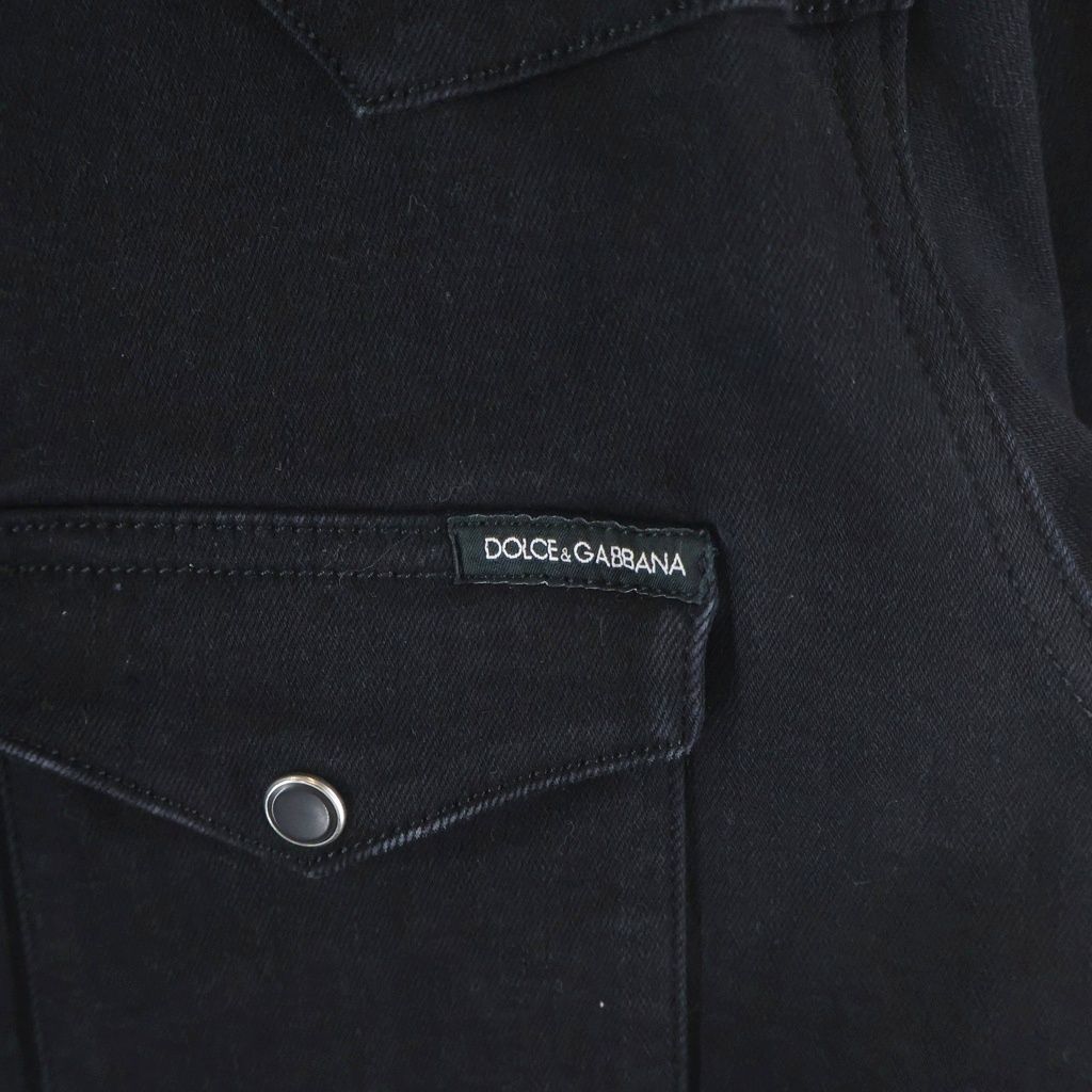 Dolce & Gabbana Back Print Button Up Denim Shirt Black — view 4