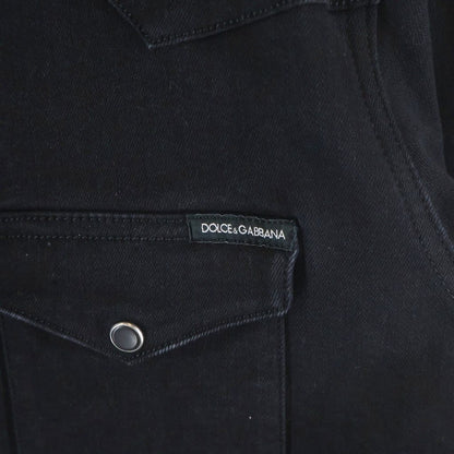 Dolce & Gabbana Back Print Button Up Denim Shirt Black — view 4