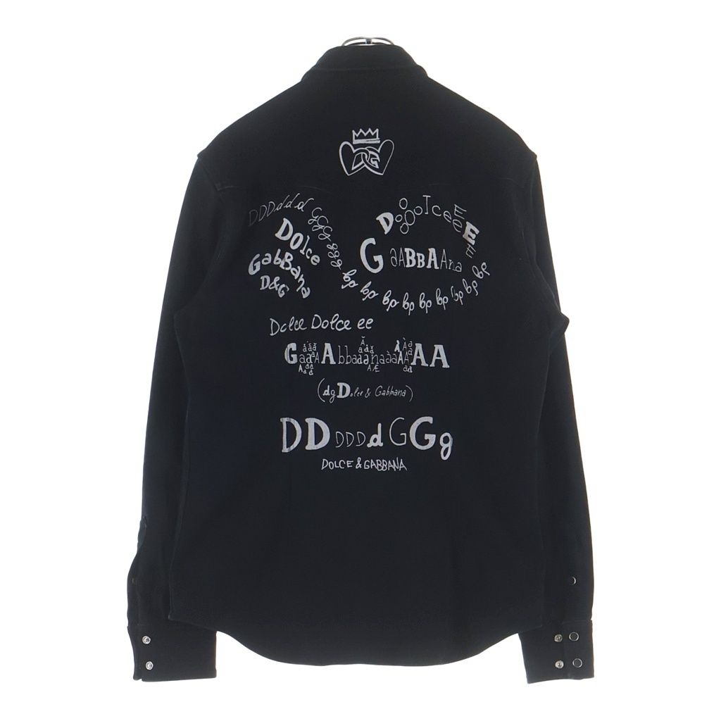 Dolce & Gabbana Back Print Button Up Denim Shirt Black — view 2